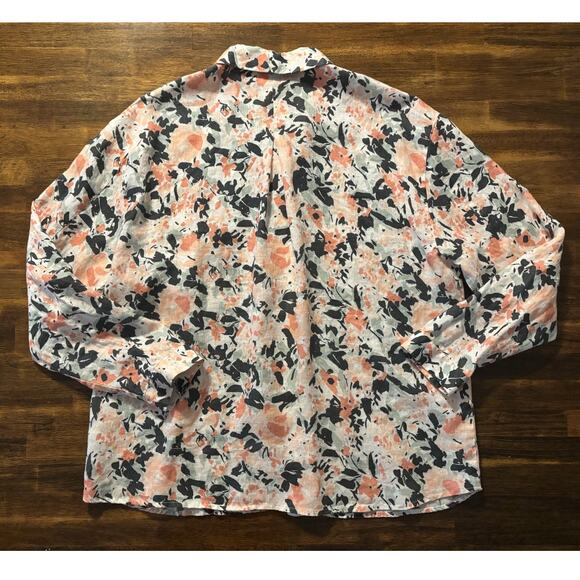 Lafayette 148 Women’s Large Shirt Button Up Blouse 100% Linen Collared - Picture 2 of 9